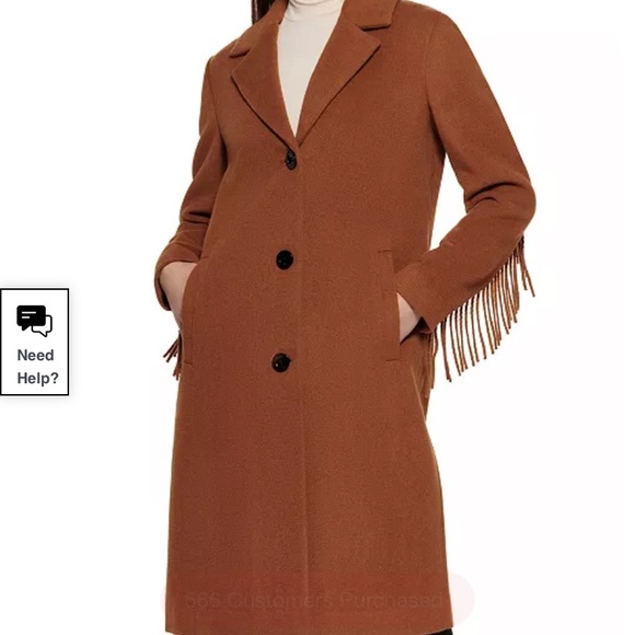Kenneth Cole Fringe Wool Trench Coat - Picture 4 of 8